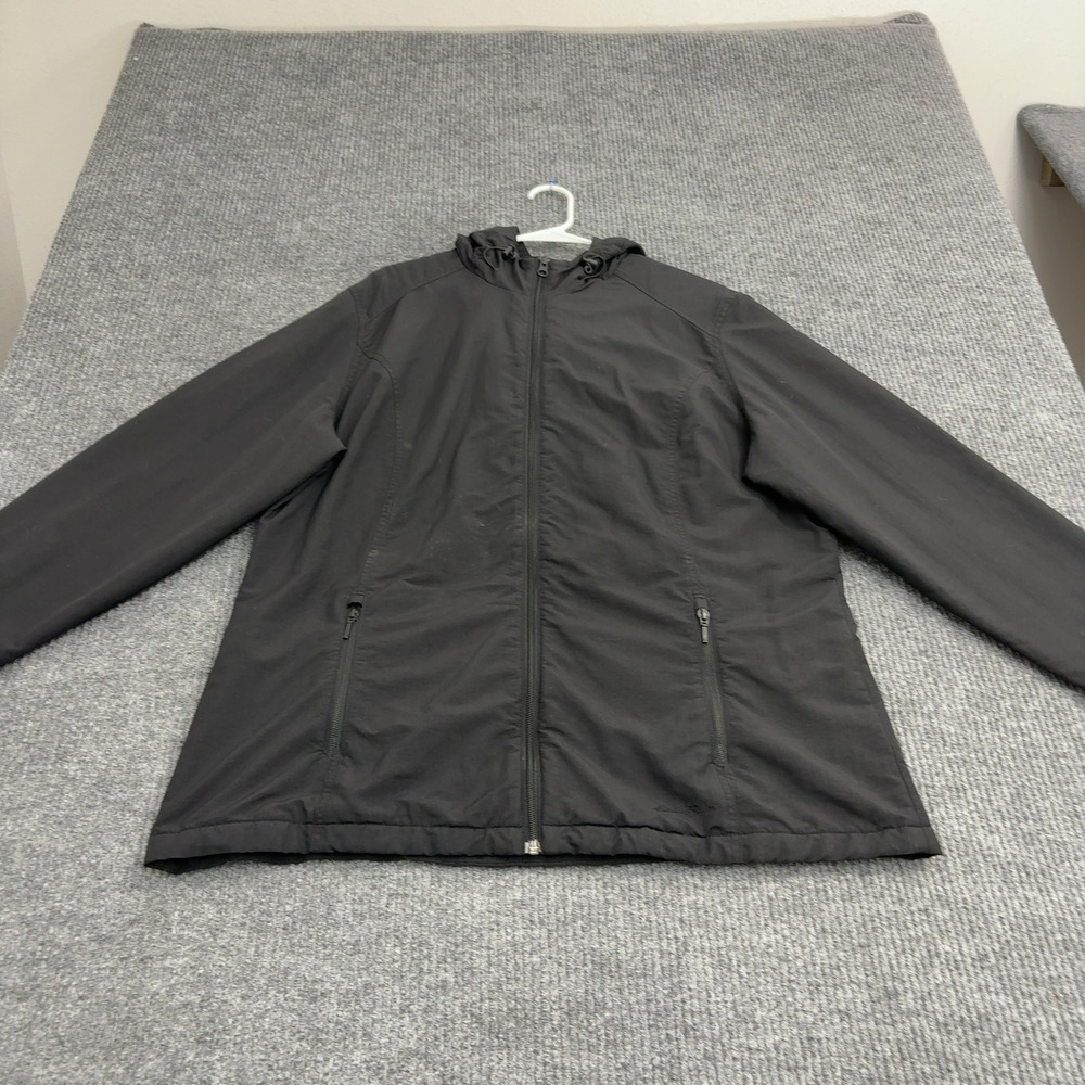 Eddie Bauer Jacket Womens XL Black Nylon Insulated Hooded Full Zip Gorpcore